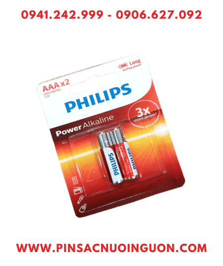 Philips LR03P2B/97, AM4; Pin AAA 1.5v Philips Power Alkaline LR03P2B/97 chính hãng _ Vỉ 2viên