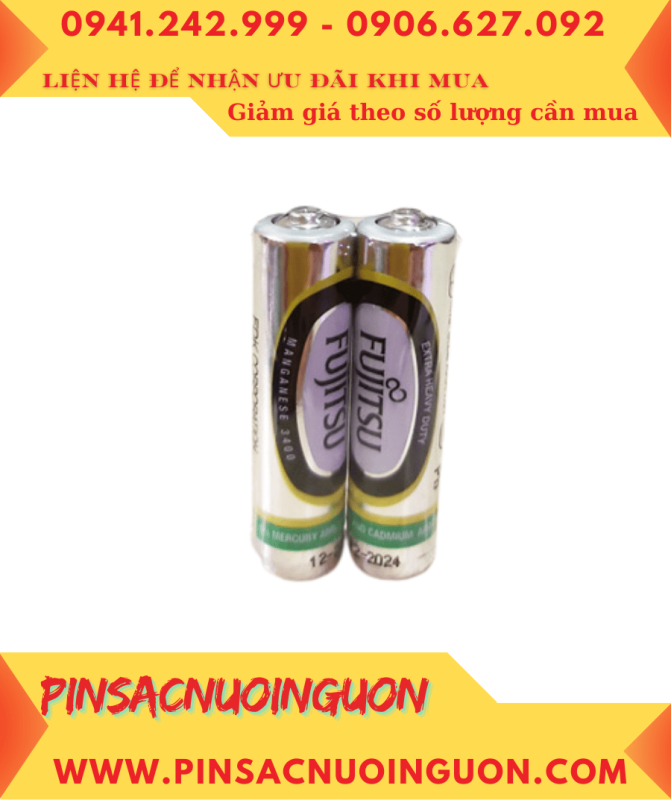 Fujitsu R03 MN3400SP2; Pin AAA 1.5v Heavy Duty Fujitsu R03 MN3400SP2, Xuất xứ Indonesia (Gói 2viên)