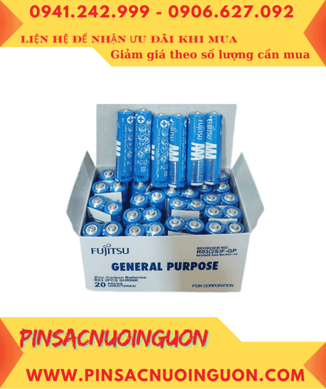 COMBO 01HỘP=40viên Pin AAA 1.5v Fujitsu R03(2S) F-GP General Purpose _Giá chỉ 125.000/Hộp 40viên
