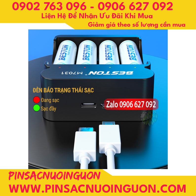 Bộ sạc pin Beston dành cho pin AA AAA Lithium 1.5V M7031, bộ sạc thông minh thumb