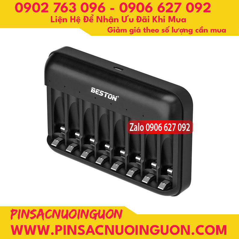 Bộ sạc pin Beston M7034 sạc cùng lúc 8 khe dành cho pin AA/AAA Lithium 1.5V thumb
