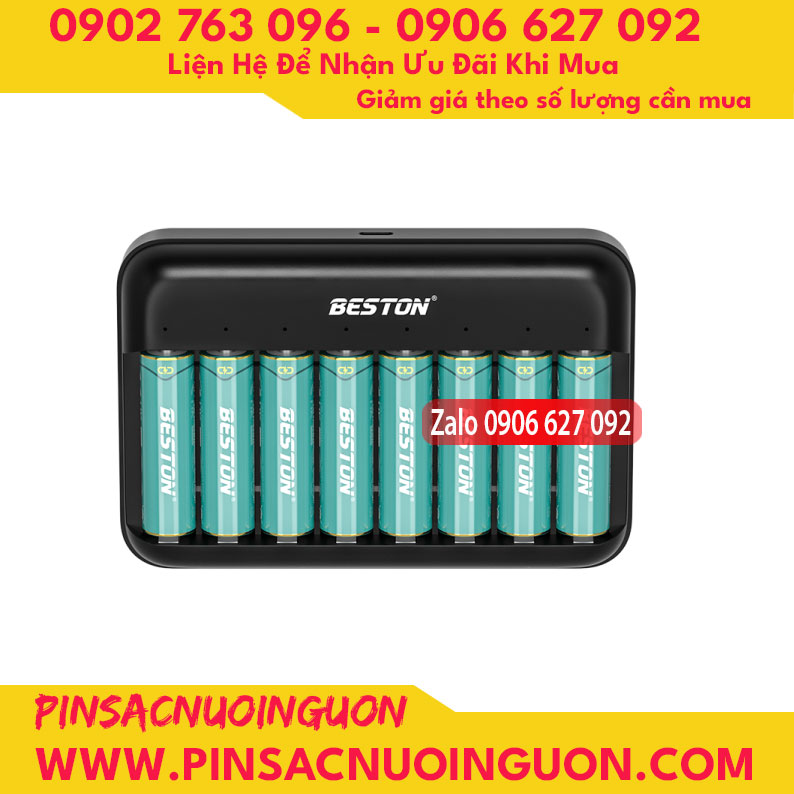 Bộ sạc pin Beston M7034 sạc cùng lúc 8 khe dành cho pin AA/AAA Lithium 1.5V thumb