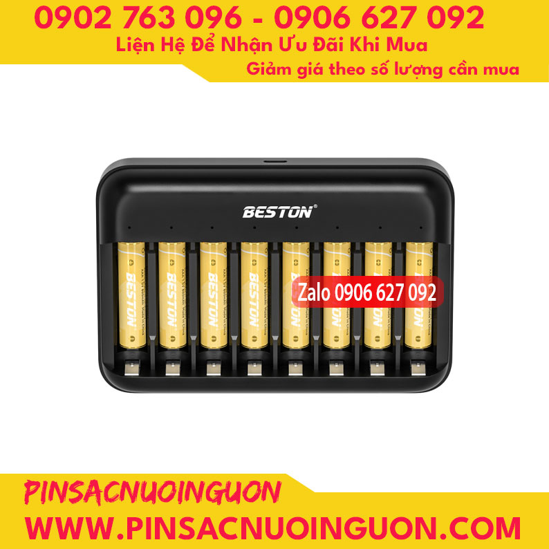 Bộ sạc pin Beston M7034 sạc cùng lúc 8 khe dành cho pin AA/AAA Lithium 1.5V thumb