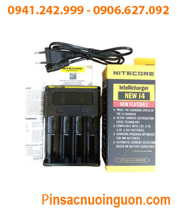 Nitecore New i4 _Máy sạc Pin Lithium & NiMh 4 Khe sạc (18650, 18500, 16340, 14500, 21700, 26650, AA,C) /Tự ngắt