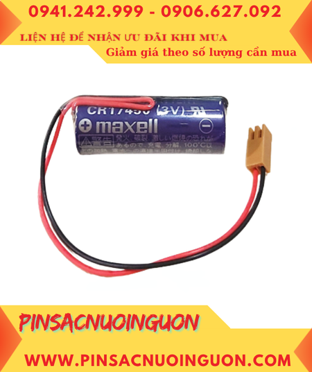 Pin Maxell CR17450; Pin nuôi nguồn PLC Maxell CR17450 lithium 3v 2600mAh (zắc đen) _Made in Japan