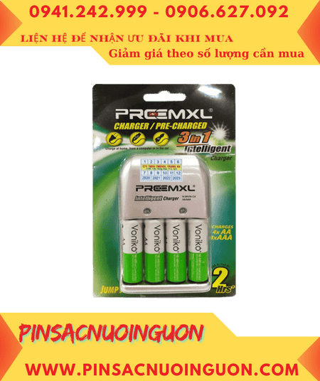 Preermxl FC001 _Bộ sạc pin AAA Preermxl FC001 (kèm 4 pin sạc Voniko AAA1000mAh 1.2v)