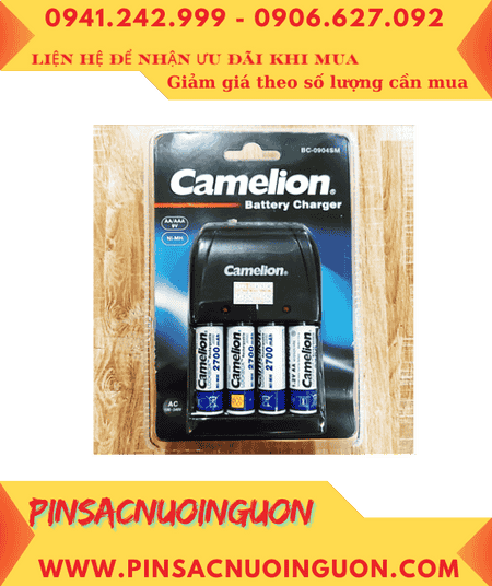 Camelion BC-0904SM; Bộ sạc pin Camelion BC-0904SM _kèm 4 pin sạc Camelion NH-AA2700LBP2 (AA2700mAh)