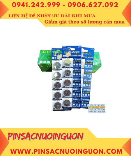 COMBO 1HỘP 20vỉ=100viên Pin Tianqiu CR2032 Lithium 3v chính hãng _Giá chỉ 516.000đ/HỘP 100viên