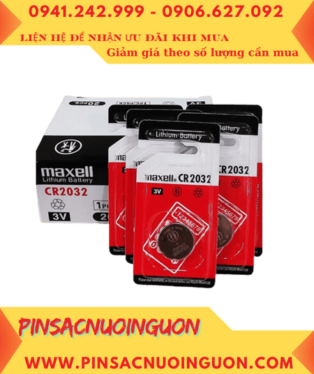 COMBO 01hộp=20vỉ Pin 3v Lithium Hitachi Maxell CR2032, Xuất xứ NHẬT /Vỉ đỏ _Giá chỉ 390.000/Hộp