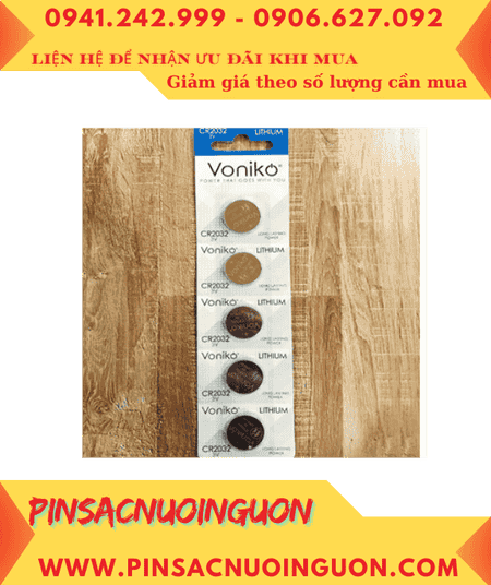 COMBO MUA 1vỉ = 5viên Pin 3v lithium Voniko CR2032 chính hãng _Giá chỉ 29.000 đồng/ Vỉ 5viên