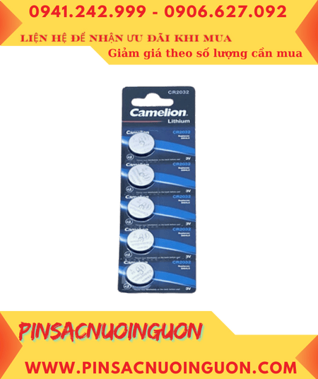 COMBO 01Vỉ=5viên Pin 3v lithium Camelion CR2032 chính hãng _Giá chỉ 34.000đ/ Vỉ 5viên