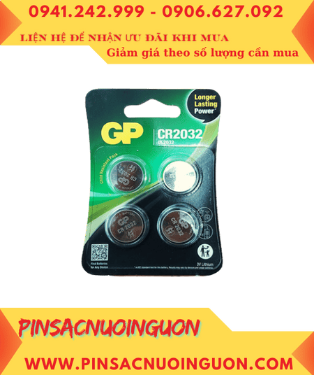 COMBO mua 01vỉ=4viên Pin GP CR2032 DL2032 Lithium 3v chính hãng _Giá chỉ 39.000đ/ vỉ 4viên