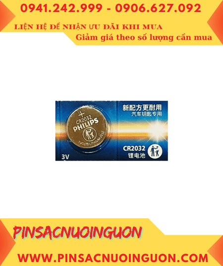Philips CR2032, Pin 3v lithium Philips CR2032P5BC/93 với 210mAh chính hãng