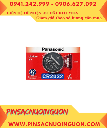 Panasonic CR2032; Pin 3v lithium Panasonic CR2032 chính hãng, X.xứ Indonesia