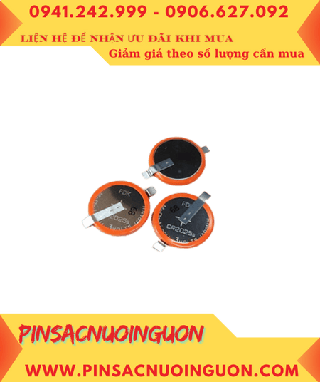 Pin FDK CR2025s lithium 3v, Pin 3v ltihium FDK CR2025s (chân thép hàn, 170mAh) chính hãng