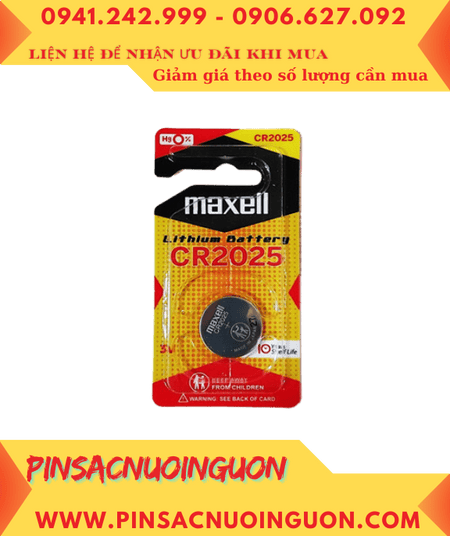 Maxell CR2025; Pin 3v lithium Maxell CR2025 1BS PRO Japan _Loại vỉ 1viên _Cells in Japan (MẪU MỚI)