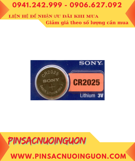 Pin CR2025 _Pin Sony CR2025; Pin 3v lithium Sony CR2025, Xuất xứ Indonesia