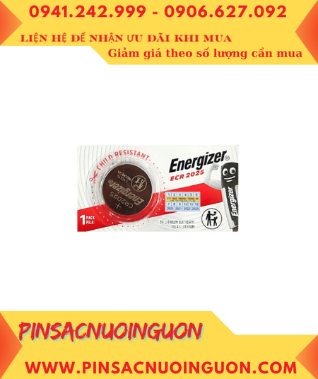 Energizer ECR2025; Pin đồng xu 3v lithium Energizer CR2025/ ECR2025 chính hãng