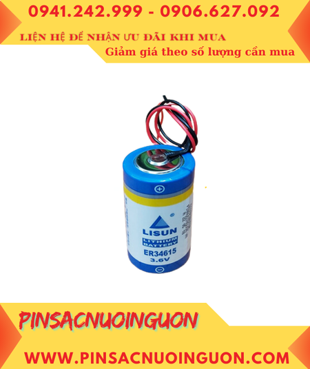 Lisun ER34615 (dây CẮM); Pin nuôi nguồn Lisun ER34615 lithium 3.6v D 19000mAh chính hãng