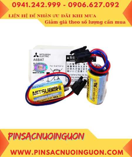 Mitsubishi A6BAT; Pin nuôi nguồn Mitsubishi A6BAT lithium 3.6v 2/3A 1700mAh chính hãng, Xuất xứ Nhật