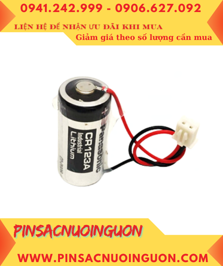 Panasonic CR123A; Pin nuôi nguồn Panasonic CR123A 2/3A 1550mAh (zắc cắm)_Xuất xứ Indonesia