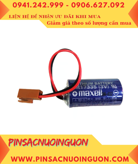 Maxell CR17335 (Zắc nâu PLC); Pin nuôi nguồn PLC Maxell CR17335 lithium 1750mAh _Xuất xứ NHẬT