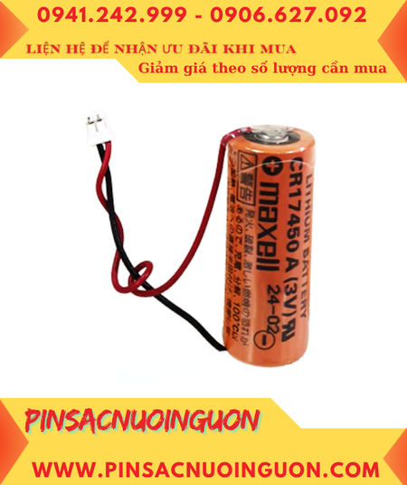 Maxell CR17450A (Zắc trắng); Pin nuôi nguồn PLC Maxell CR17450A lithium 3v 2600mAh, Xuất xứ NHẬT