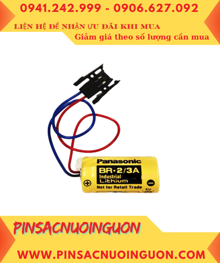 Panasonic BR-2/3A (Zắc PLC); Pin nuôi nguồn Panasonic BR-2/3A lithium 3v 2/3A 1200mAh, Xuất xứ Nhật