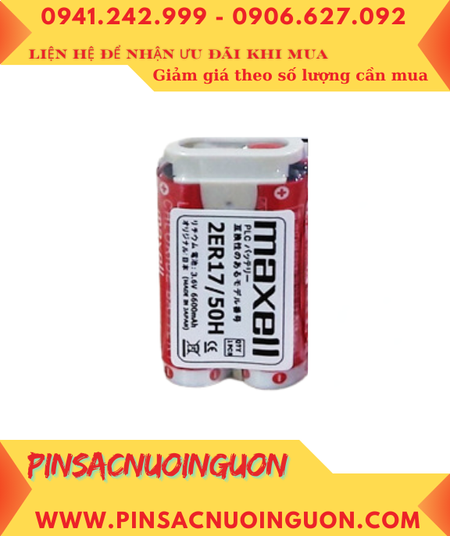 Maxell 2ER17/50H (Zắc, Mũ chụp); Pin nuôi nguồn Maxell 2ER17/50H lithium 3.6v 6600mAh, Xuất xứ NHẬT