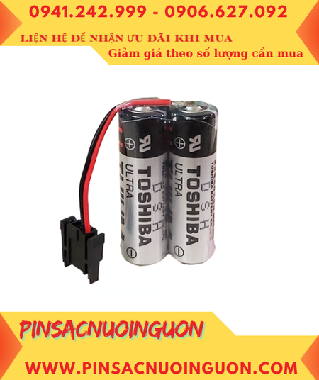 Toshiba 2ER17500V (Zắc đen Mitsu); Pin nuôi nguồn Toshiba 2ER17500 3.6v 5400mAh _Xuất xứ Nhật