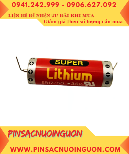 Maxell ER17/50 SUPER (chân thép); Pin nuôi nguồn Maxell ER17/50 Super lithium 3.6v 2750mAh, Xuất xứ Nhật