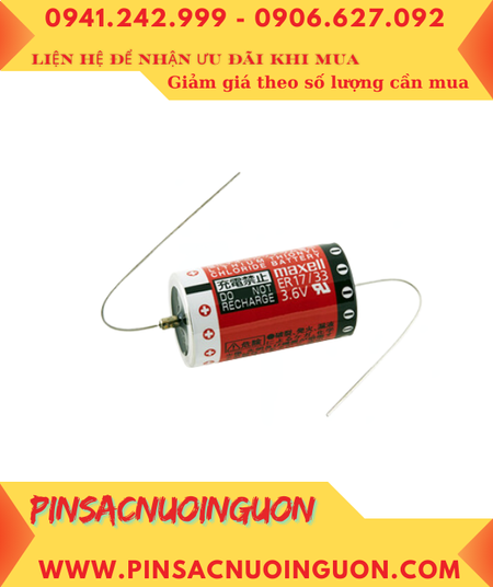 Maxell ER17/33 SUPER (TRỤC thép hàn); Pin PLC Maxell ER17/33 lithium 3.6v 2/3A 1600mAh _Xuất xứ Nhật