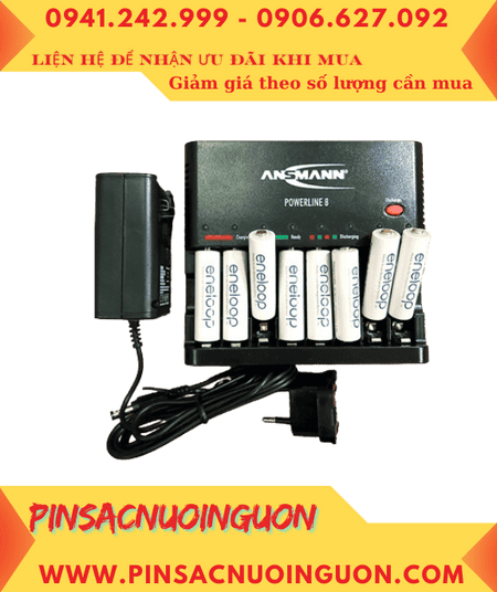Ansman Powerline; Bộ sạc pin Ansman Powerline 8 _kèm 8 pin sạc Eneloop AA 1900mAh 1.2v