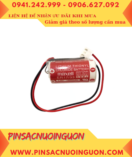 Maxell ER17/33 (Zắc PLC); Pin nuôi nguồn PLC Maxell ER17/33 lithium 3.6v 2/3A 1600mAh, Xuất xứ Nhật