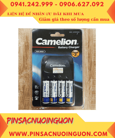 Bộ sạc pin AA Camelion BC-0905A kèm 4 pin sạc Camelion NH-AA2700LBP2 (AA2700mAh 1.2v)