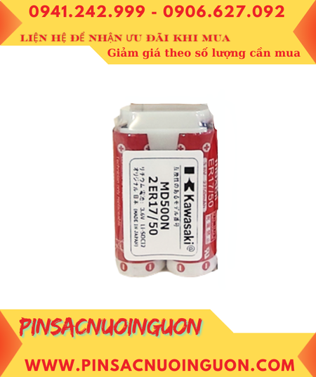 Kawasaki 2ER17/50 (zắc 2holes), Pin nuôi nguồn Kawasaki 2ER17/50 lithium 3.6v 5500mAh, Xuất xứ Nhật