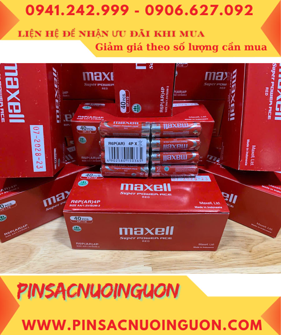 COMBO 1HỘP=40viên Pin AA 1.5v Maxell R6P(AR)4P SUM-3 Super Power ACE _Giá chỉ 109.000đ/ Hộp