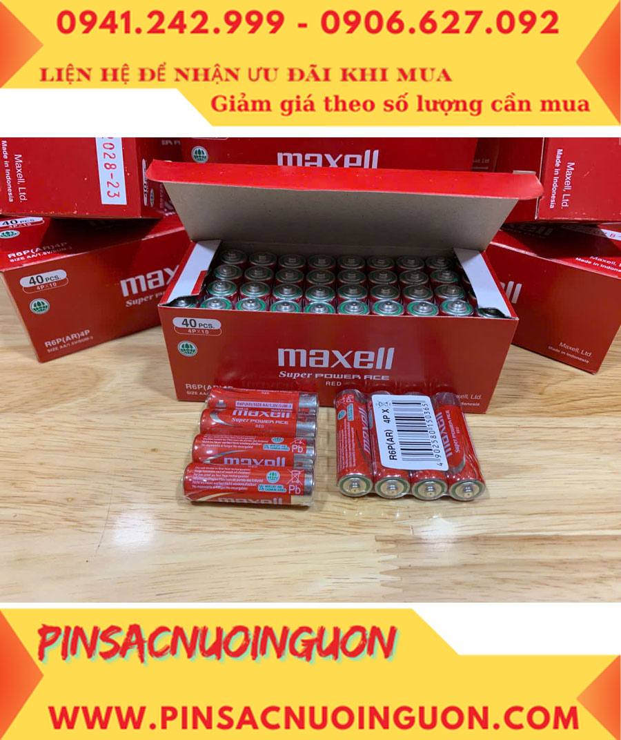 COMBO 1HỘP=40viên Pin AA 1.5v Maxell R6P(AR)4P SUM-3 Super Power ACE _Giá chỉ 109.000đ/ Hộp