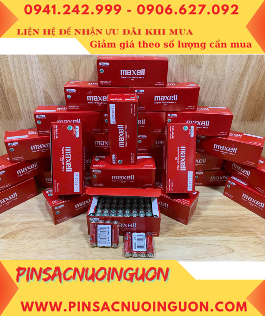 COMBO 1HỘP=40viên Pin AA 1.5v Maxell R6P(AR)4P SUM-3 Super Power ACE _Giá chỉ 109.000đ/ Hộp