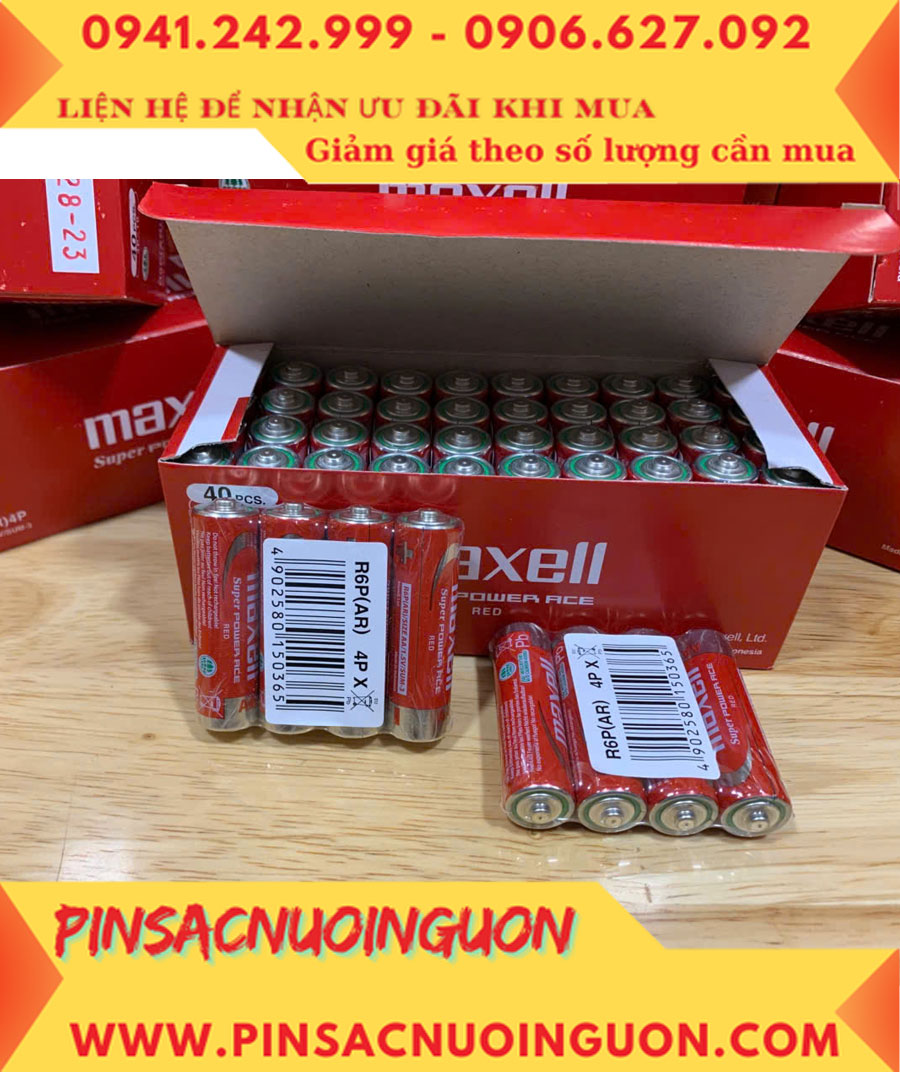 COMBO 1HỘP=40viên Pin AA 1.5v Maxell R6P(AR)4P SUM-3 Super Power ACE _Giá chỉ 109.000đ/ Hộp