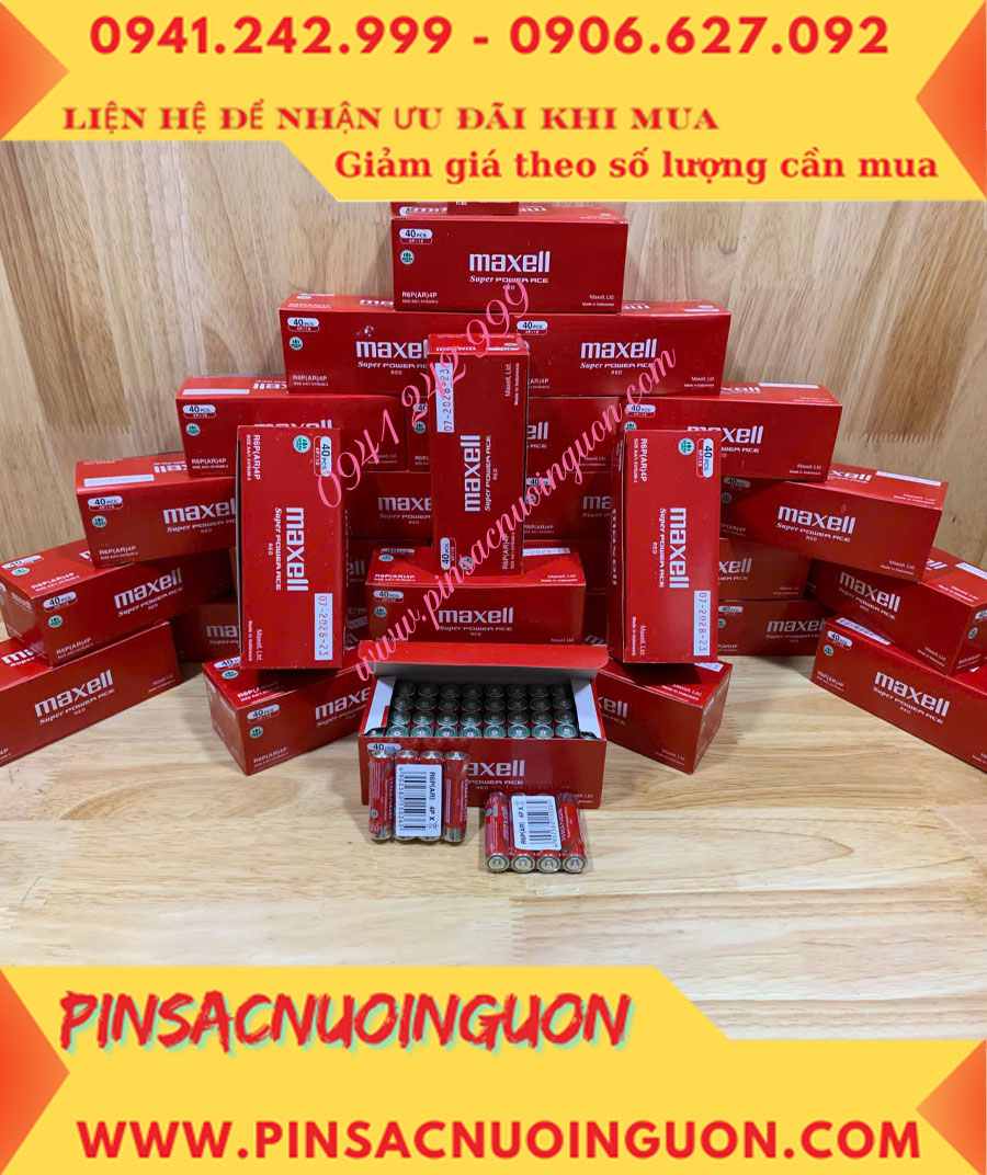 COMBO 1HỘP=40viên Pin AA 1.5v Maxell R6P(AR)4P SUM-3 Super Power ACE _Giá chỉ 109.000đ/ Hộp