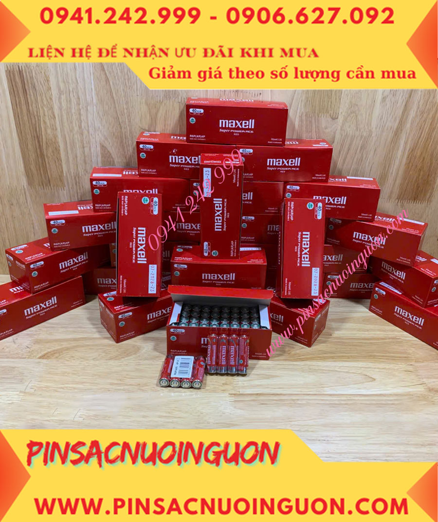 COMBO 1HỘP=40viên Pin AA 1.5v Maxell R6P(AR)4P SUM-3 Super Power ACE _Giá chỉ 109.000đ/ Hộp