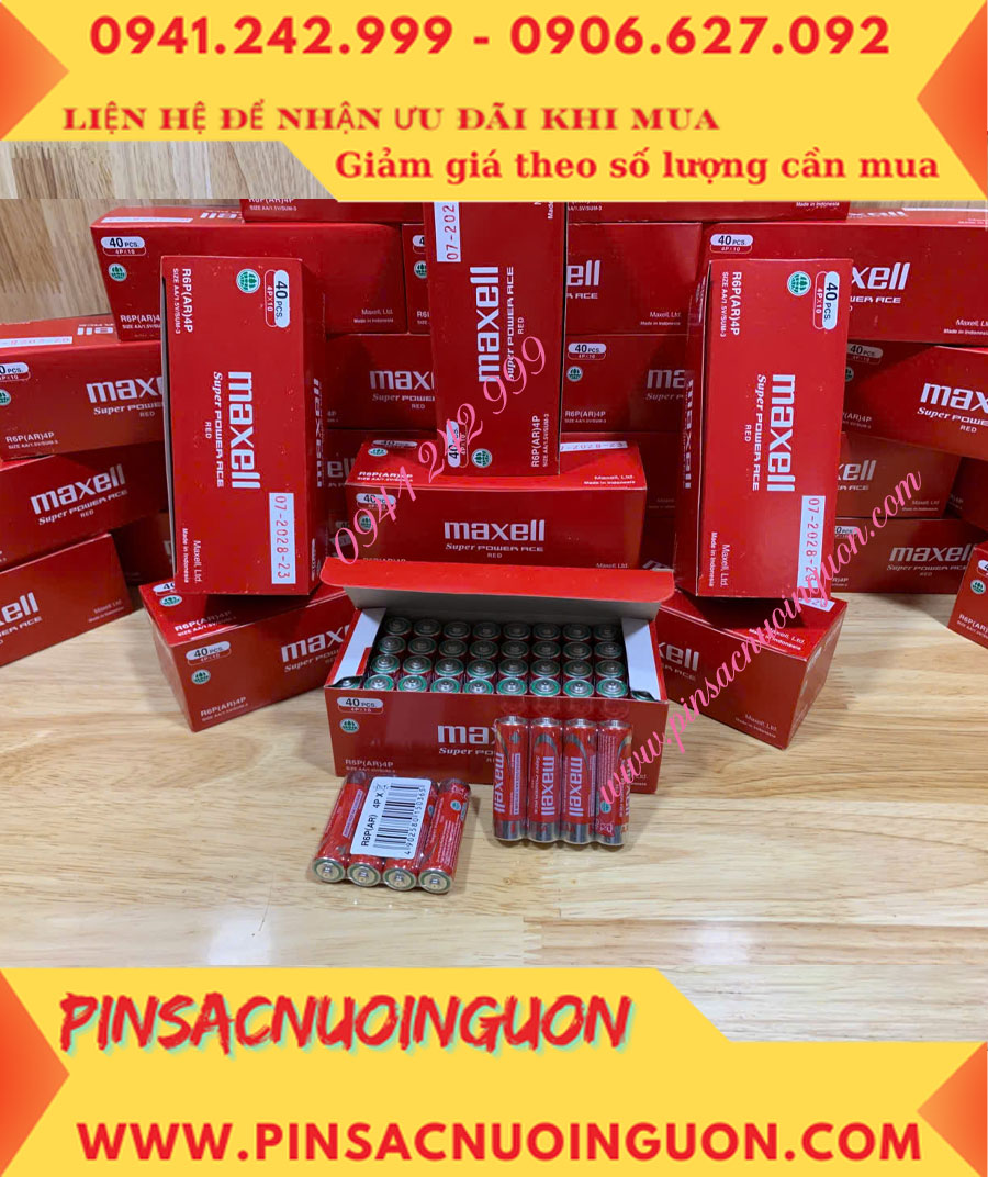 COMBO 1HỘP=40viên Pin AA 1.5v Maxell R6P(AR)4P SUM-3 Super Power ACE _Giá chỉ 109.000đ/ Hộp