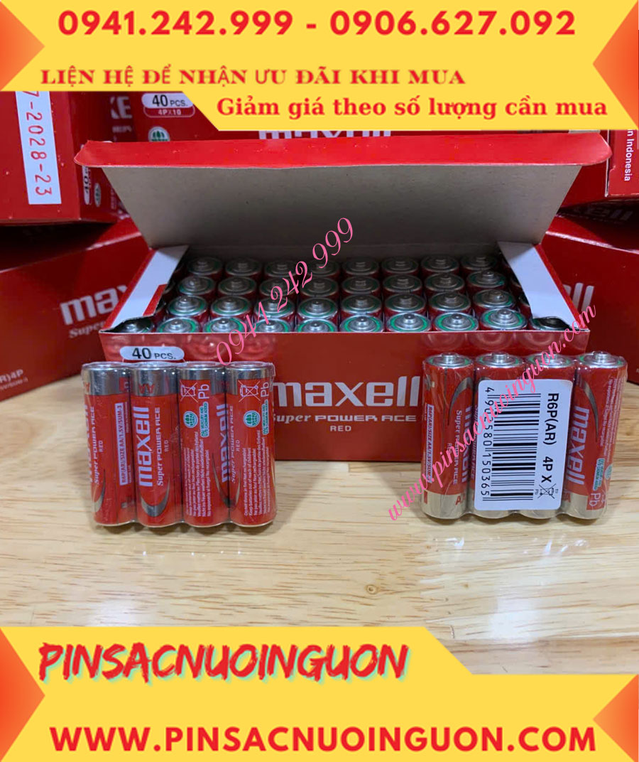 COMBO 1HỘP=40viên Pin AA 1.5v Maxell R6P(AR)4P SUM-3 Super Power ACE _Giá chỉ 109.000đ/ Hộp
