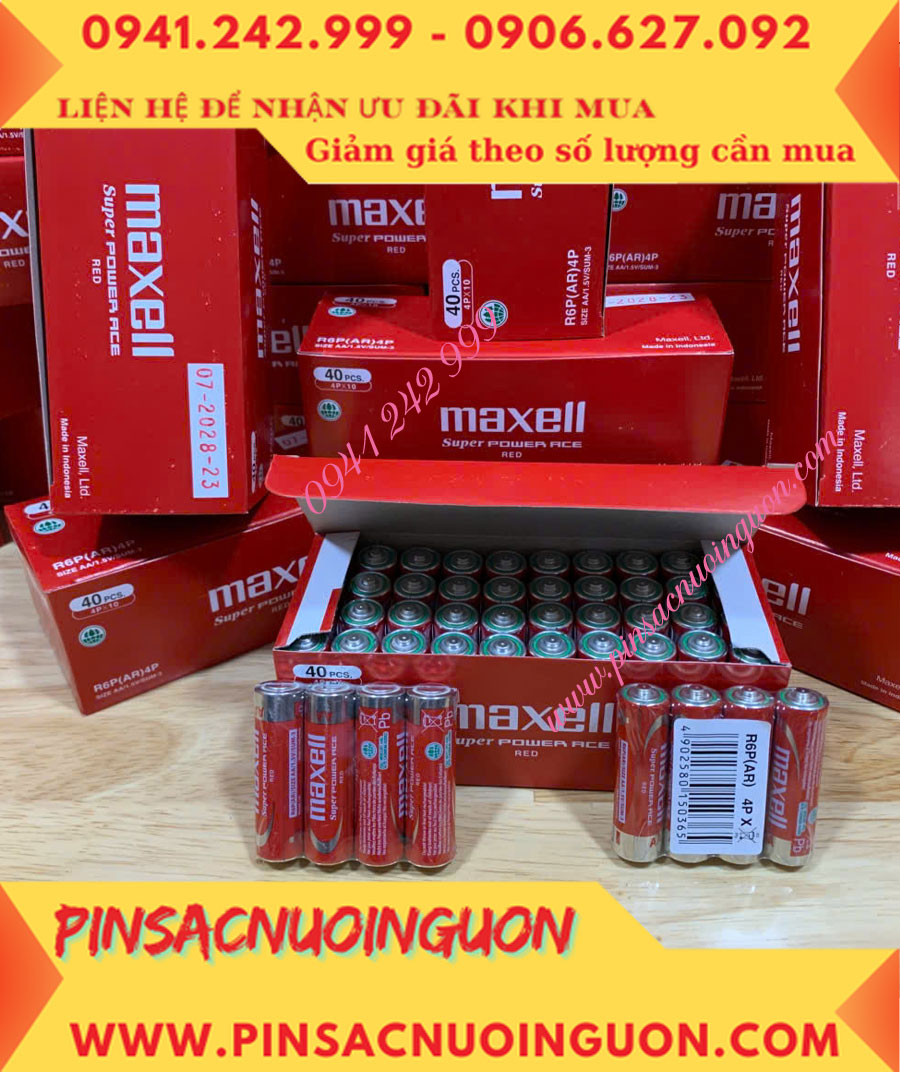 COMBO 1HỘP=40viên Pin AA 1.5v Maxell R6P(AR)4P SUM-3 Super Power ACE _Giá chỉ 109.000đ/ Hộp