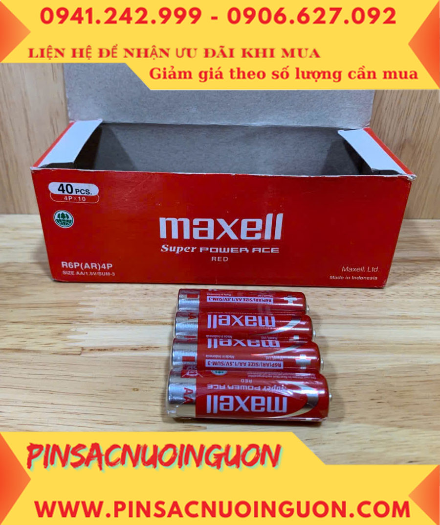 COMBO 1HỘP=40viên Pin AA 1.5v Maxell R6P(AR)4P SUM-3 Super Power ACE _Giá chỉ 109.000đ/ Hộp