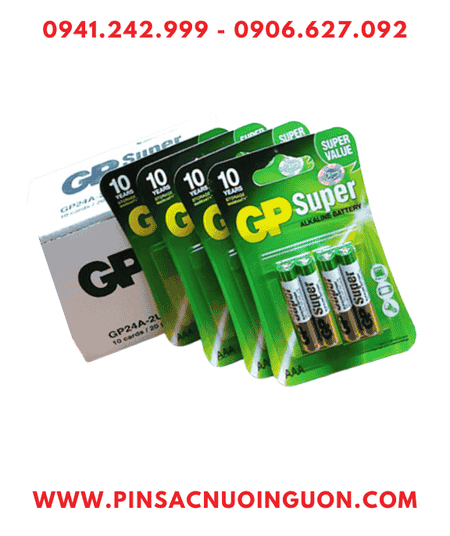 COMBO 01 HỘP (10 Vỉ 40viên) Pin AAA 1.5v Alkaline GP SUPER 24AUOK-U4 _Giá Chỉ 429.000đ/ Hộp
