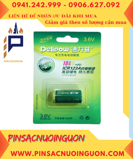 Delipow CR123A; Pin sạc 3.6v Lithium Delipow CR123A 1000mAh chính hãng _Bảo hành 01 tháng