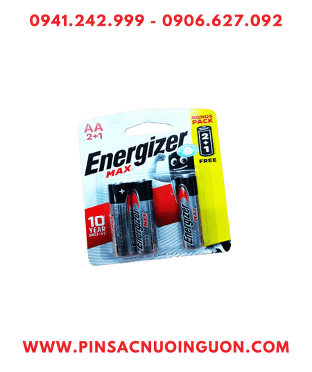 Energizer E91 /LR6; Pin AA 1.5v Alkaline Energizer E91/LR6 (Xuất xứ Singapore) /Loại Vỉ 3viên
