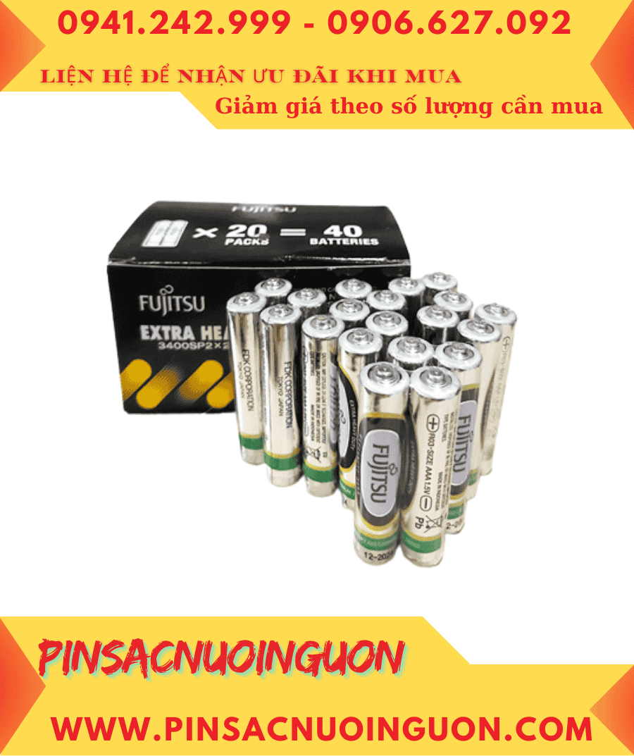 COMBO 1HỘP=40viên Pin Fujitsu R03 MN3400SP2 1.5v Heavy Duty chính hãng _Giá chỉ 145.000/Hộp 40viên
